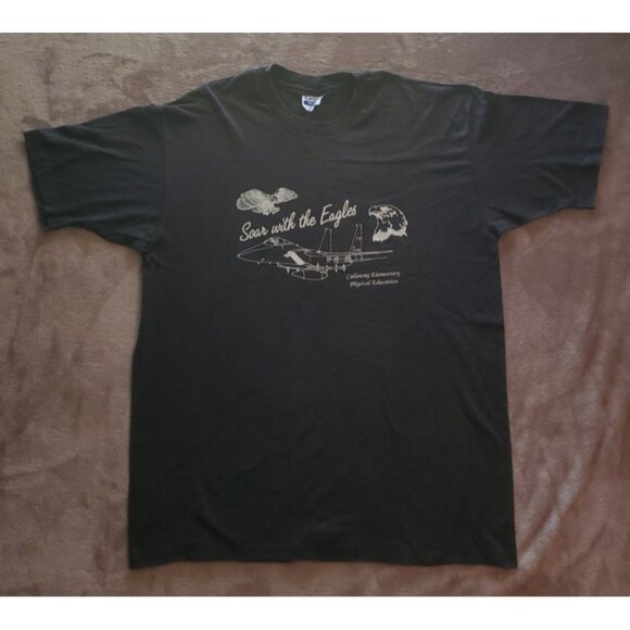 Hanes Fifty-Fifty Black T-Shirt XL Soar With The Eagles Callaway Elementary Phys - Picture 7 of 7